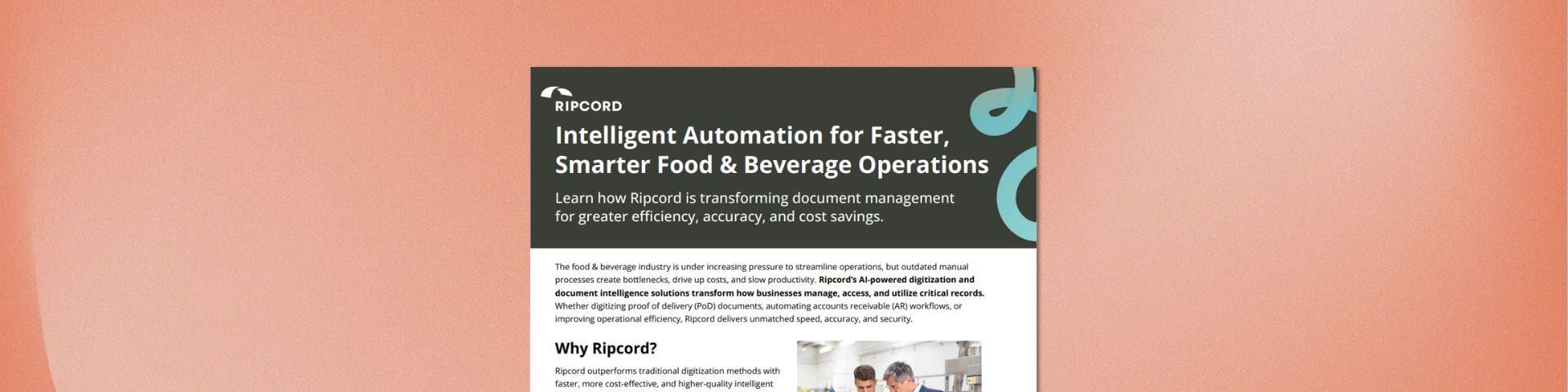 Banner - Intelligent Automation for Food & Beverage Overview